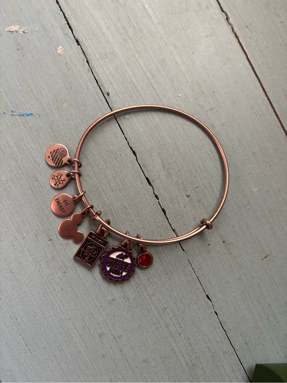 Alex and Ani Rose Gold Grape Soda Charm Expandable Bangle